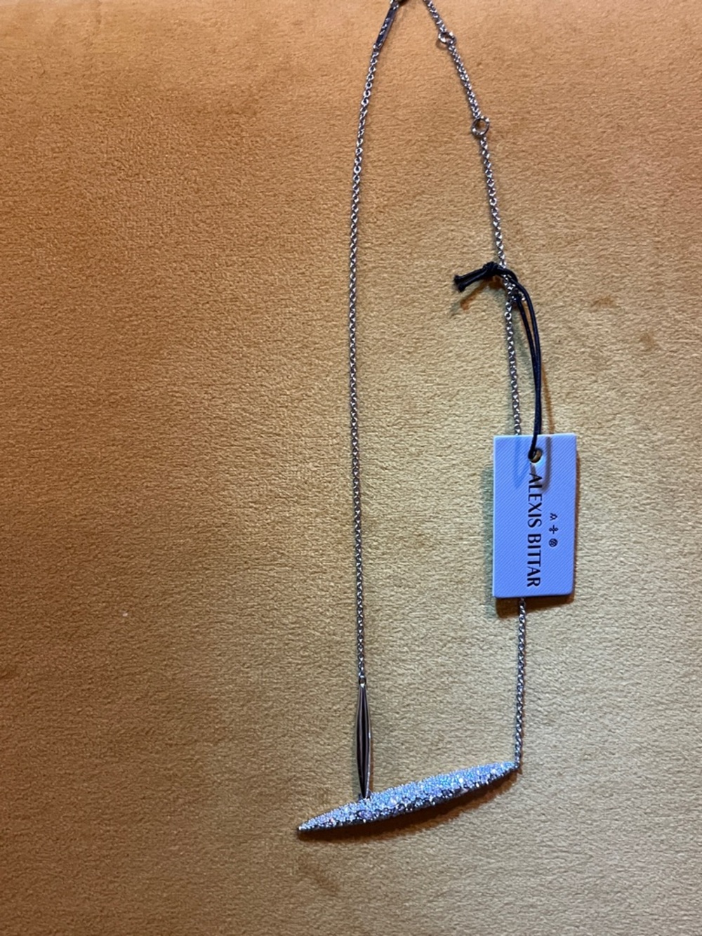 Alexis Bittar Silver-Tone Crystal Bar Necklace
